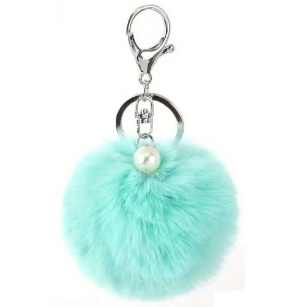 NEW Pom Poms Keychains Fluffy Ball Pompoms Keyring Faux Fur Key Chain Pendant